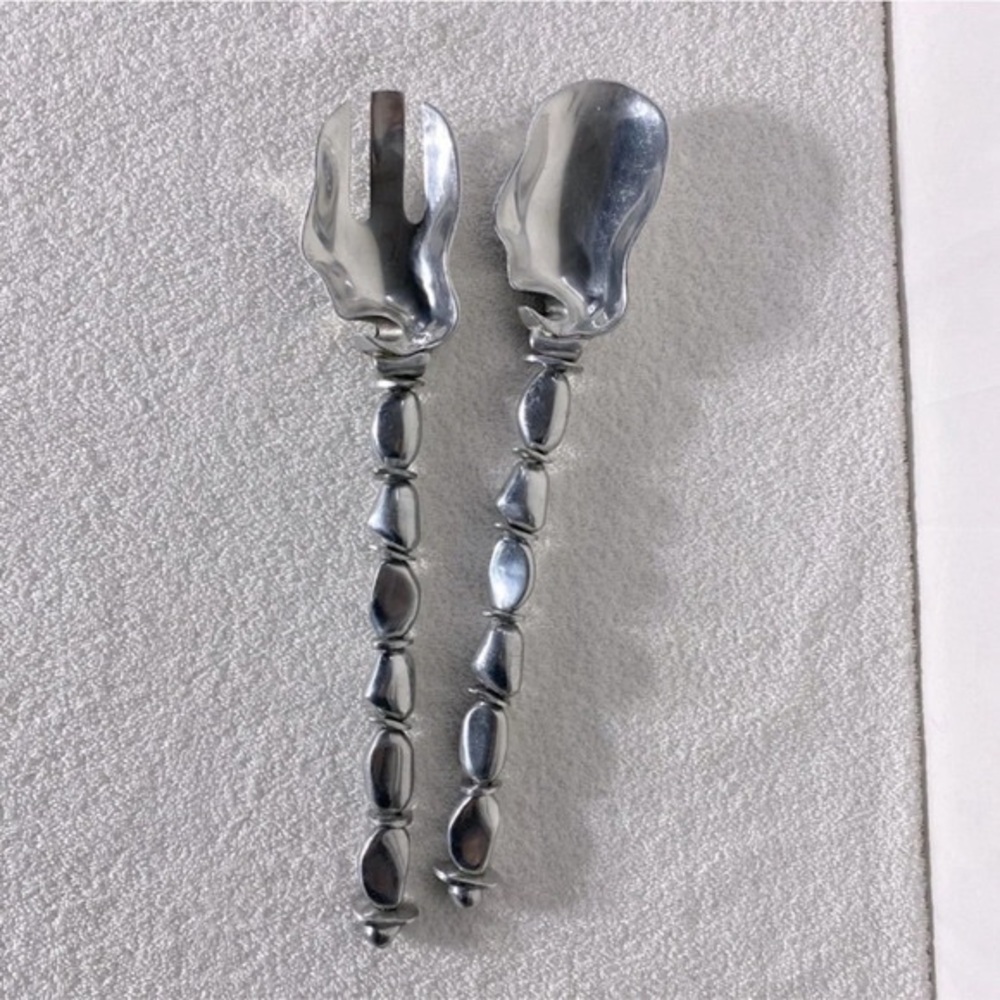 Vintage X Large Pebbled Stemmed  Serving Spoon Fork
